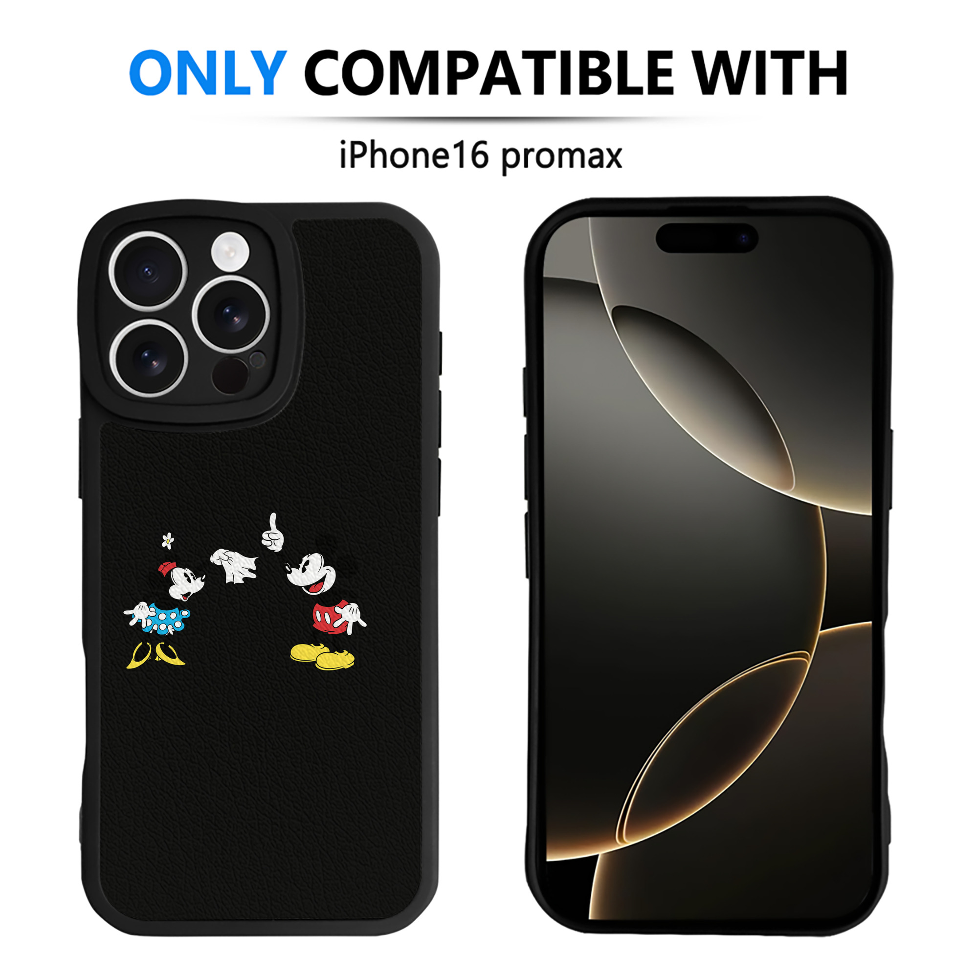 （画像用） ミッキーマウス Mickey Mouse 【iPhone 16シリーズ対応】シリコンスマホケース（レザー調） 材質：シリコン